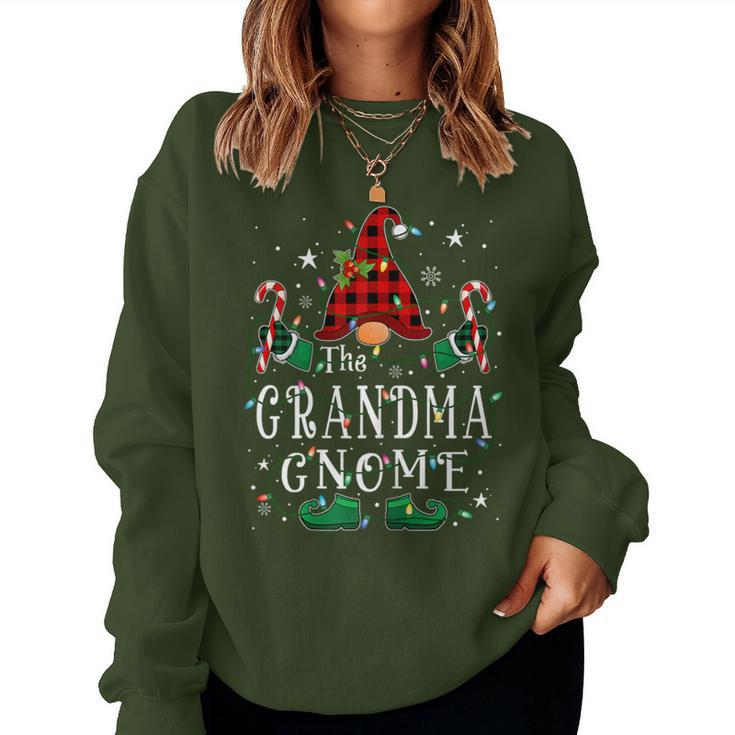 Grandma Gnome Buffalo Plaid Matching Family Xmas Pajamas Women Sweatshirt