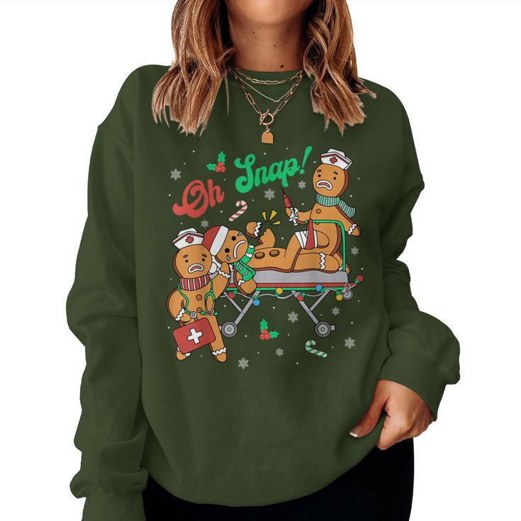 Groovy Oh Snap Gingerbreads Nurse Christmas Nurse Crew Pjs Women Sweatshirt