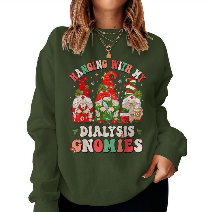 Hanging With My Dialysis Gnomies Christmas Nephrology Nurse Women Sweatshirt