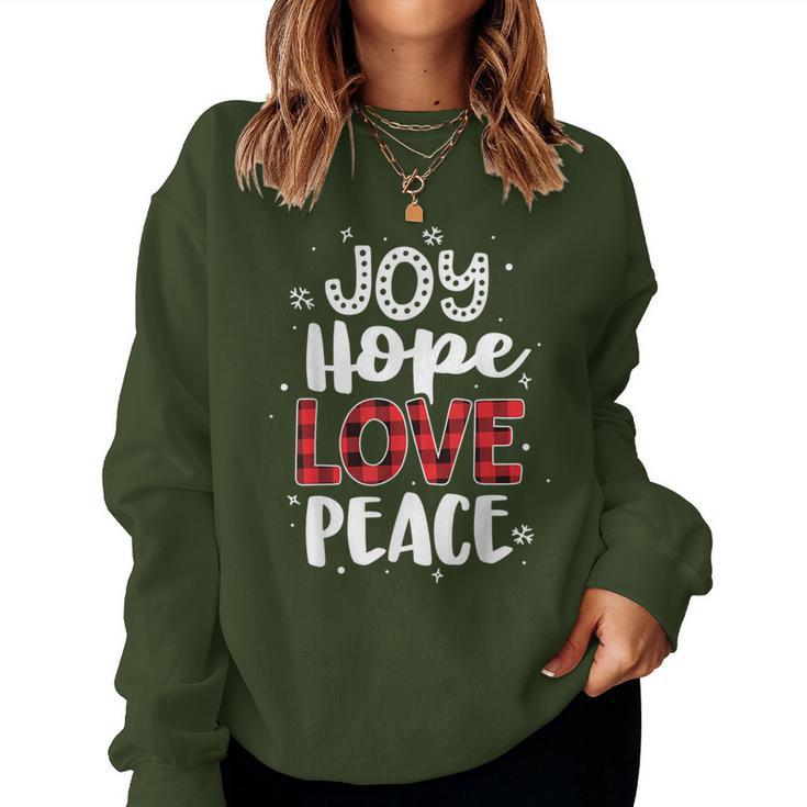 Joy Hope Love Peace Red Buffalo Plaid Christmas Mom Women Women Sweatshirt