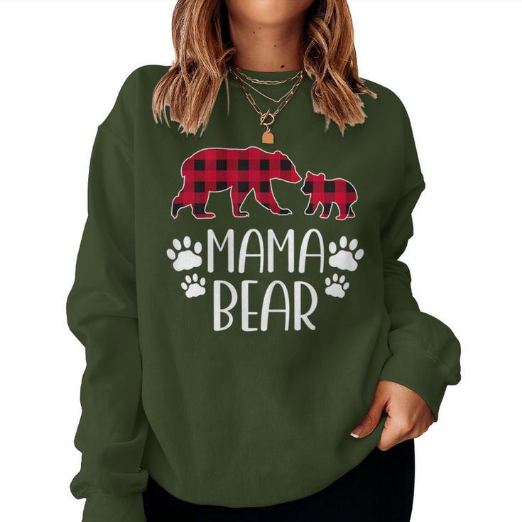 Mama Bear Christmas Pajama Red Buffalo Plaid Mother's Day Women Sweatshirt