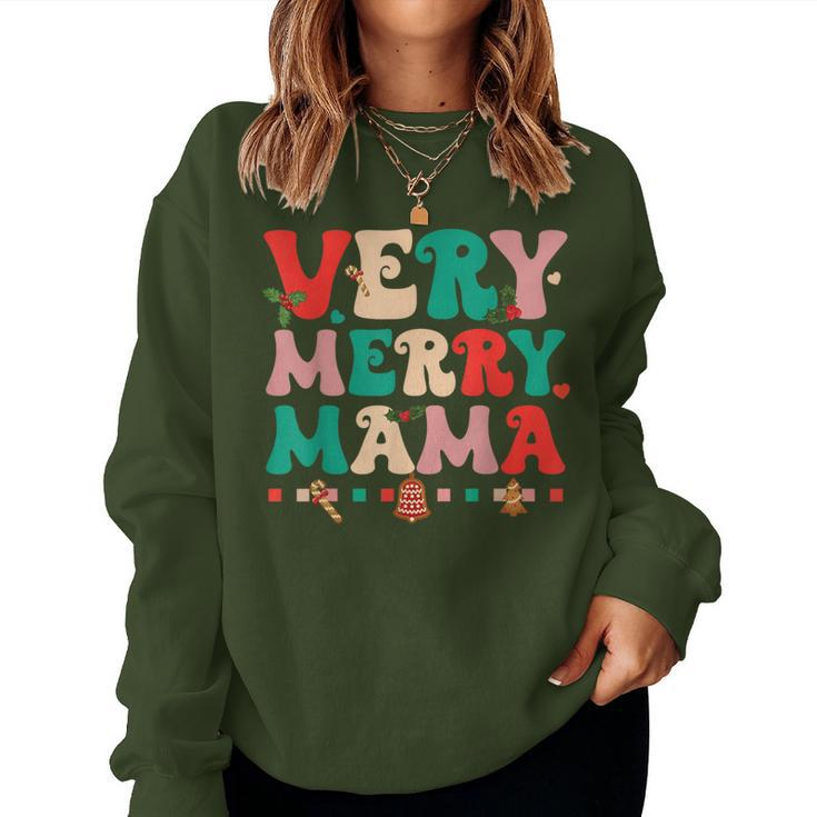 Very Merry Mama Christmas Happy Holiday Noel Tree Family Women Sweatshirt