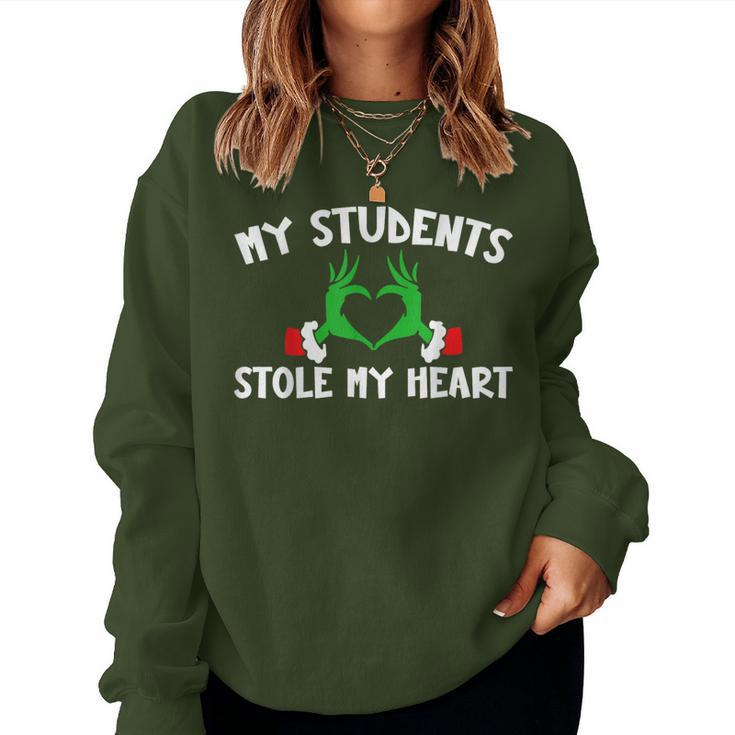 One Merry Teacher Christmas My Students Stole My Heart Women Sweatshirt