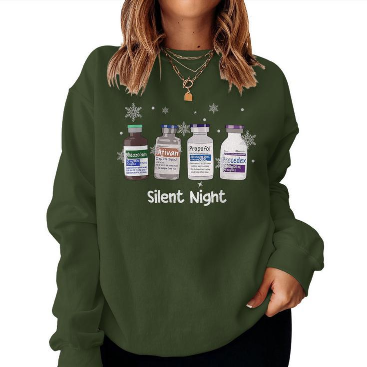 Retro Silent Night Icu Nurse Christmas Intensive Care Unit Women Sweatshirt