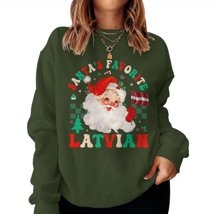 Santa's Favorite Latvian Groovy Latvia Christmas Women Sweatshirt