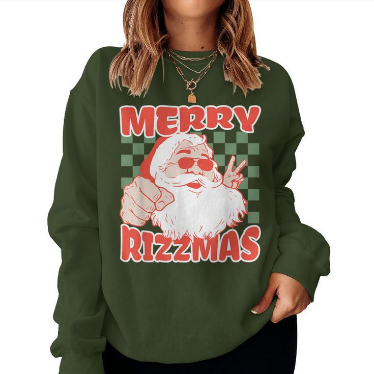 Skater Christmas Rizz Meme Merry Rizzmas For Skater Girl Women Sweatshirt