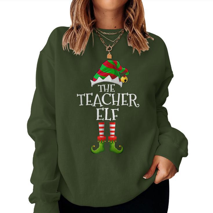 The Teacher Elf Matching Family Christmas Elf Women Sweatshirt