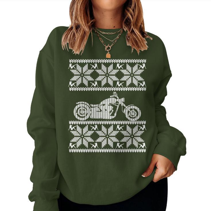 Ugly Christmas Motorcycle Novelty X-Mas Fun Women Sweatshirt