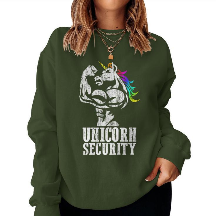 Unicorn Security Rainbow Muscle Manly Christmas Women Sweatshirt