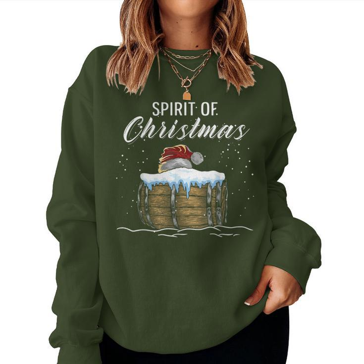 Whiskey Spirit Christmas Barrel Santa Hat Women Sweatshirt