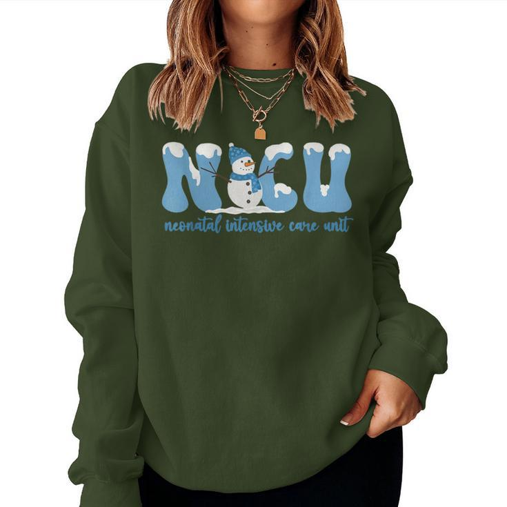Winter Nicu Nurse Xmas Snowman Neonatal Intensive Care Unit Women Sweatshirt
