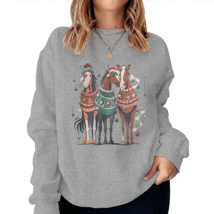 Horse Christmas Xmas Horseback Riding Farm For Girls Women Sweatshirt