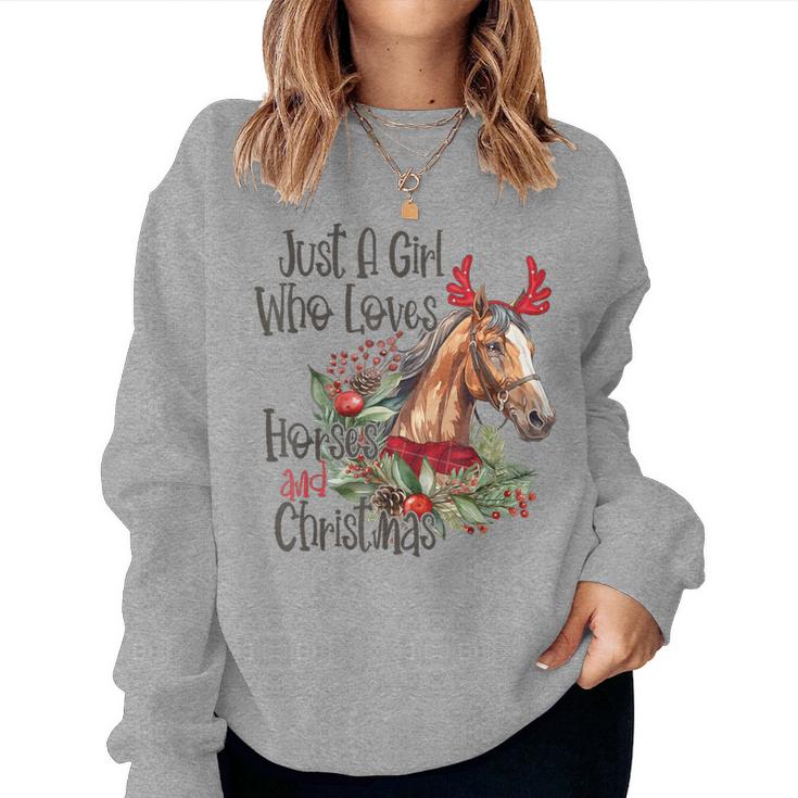 Just A Girl Who Loves Horses And Christmas Pretty Horses Women Sweatshirt