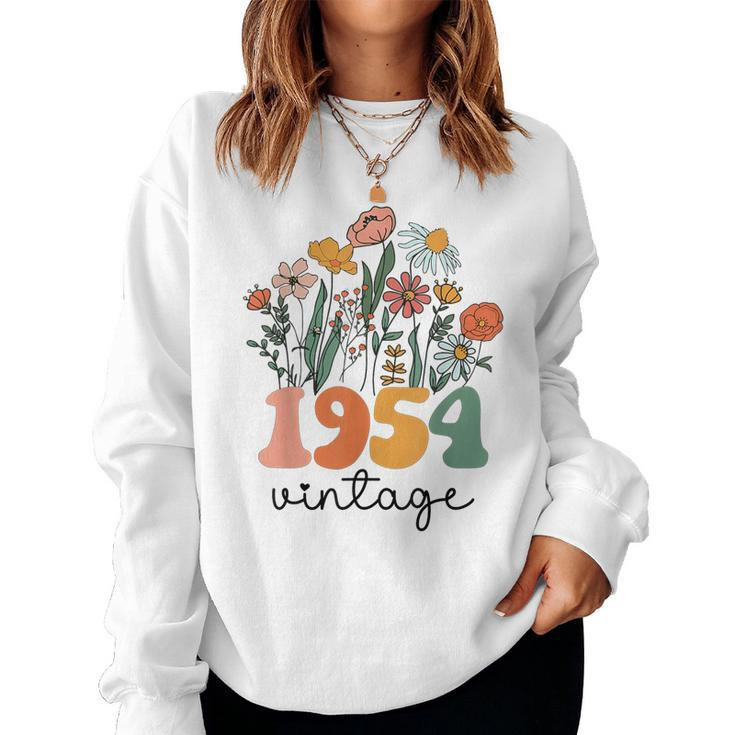 69 Years Old Vintage 1954 69Th Birthday Wildflower Women Sweatshirt
