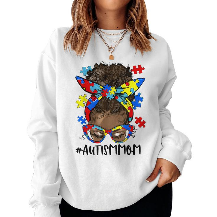 African Black Autism Mom Afro Mother Autism Awareness Women Sweatshirt