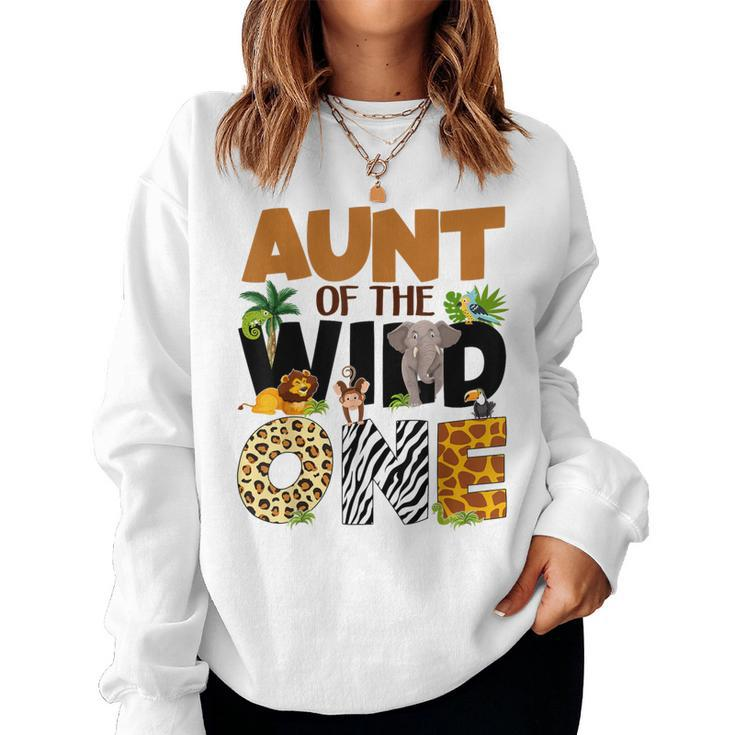 Aunt Of The Birthday Wild One Safari Boy Family Matching Women Sweatshirt