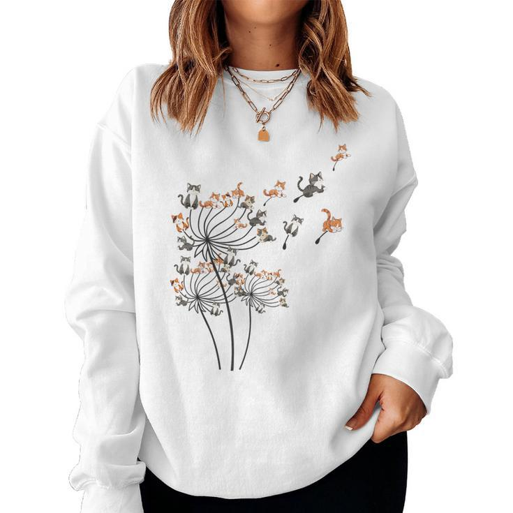 Cat Cat For Girls Cute Dandelion Flower Women Sweatshirt