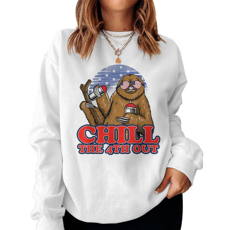 Chill The Fourth Out 4Th Of July Sloth Women Sweatshirt