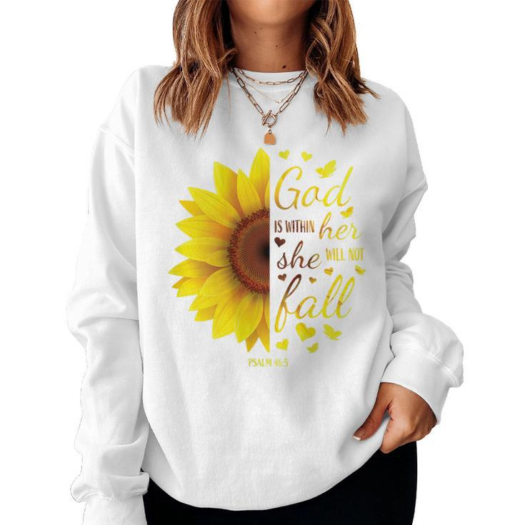 Christian Verse God Is Within Her She Will Not Fall Women Sweatshirt