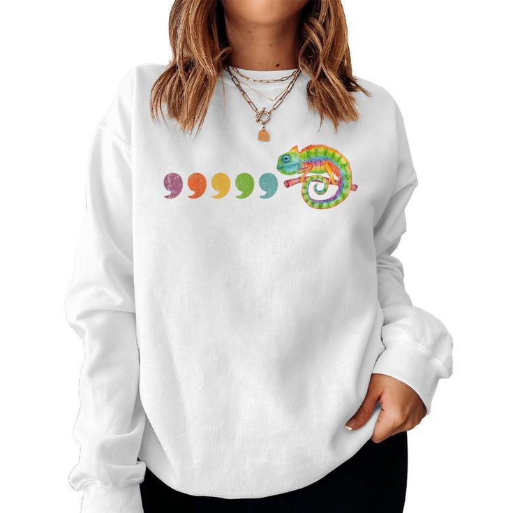 Comma Comma Chameleon English TeacherGrammar Women Sweatshirt