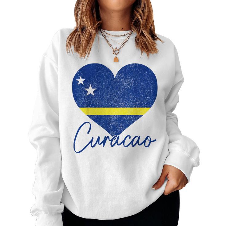 Curacao Flag Heart Caribbean Pride Women Women Sweatshirt