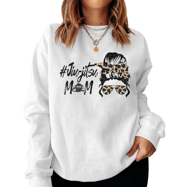 Cute Jiu-Jitsu Mom Leopard Messy Bun Jiu Jitsu Women Sweatshirt