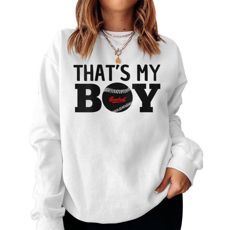 Damen Das Ist Mein Sohn Baseball Stolzer Ballsport Mama Papa Mit-Ausschnitt Sweatshirt Frauen