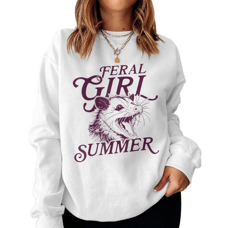 Feral Girl Summer Opossum Vintage Women Sweatshirt