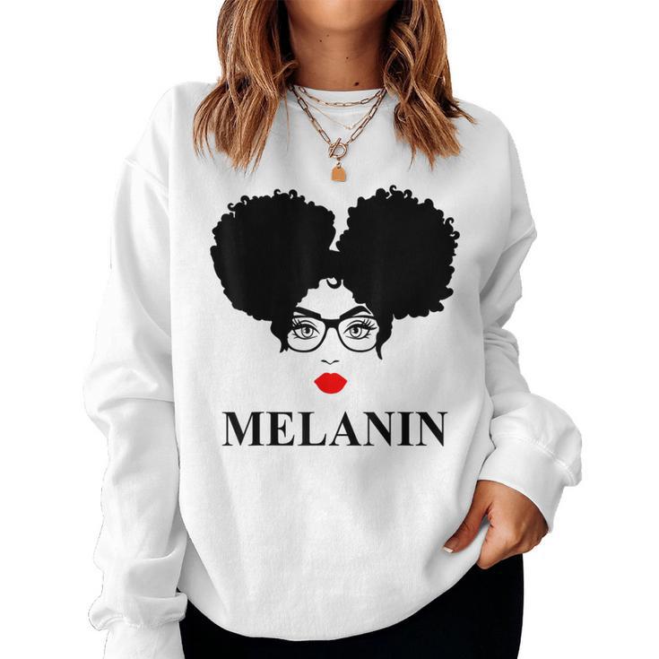 Afro Diva Red Lips Black Girl Magic Puffs Melanin Women Sweatshirt