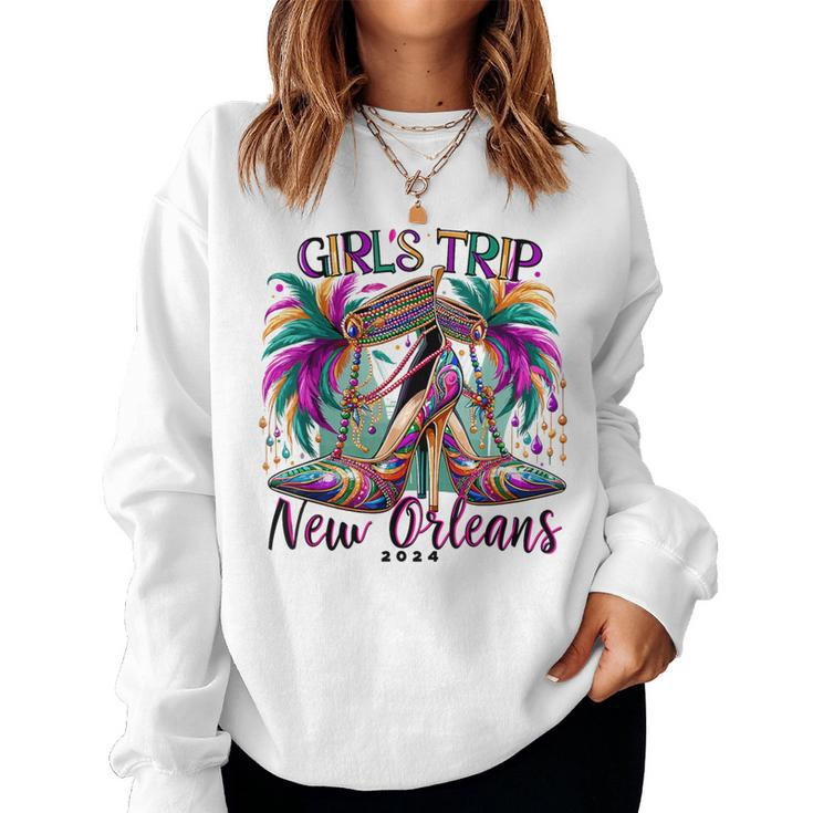 Girls Trip New Orleans 2024 Mardi Gras High Heels Women Sweatshirt
