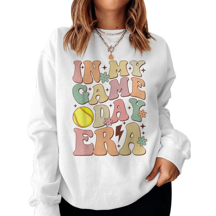 Groovy In My Game Day Era Softball Game Day Vibes Girl Women Sweatshirt