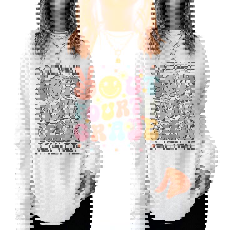 Groovy Last Day Of School 4Th Grade Peace Out Fourth Grade Women Sweatshirt