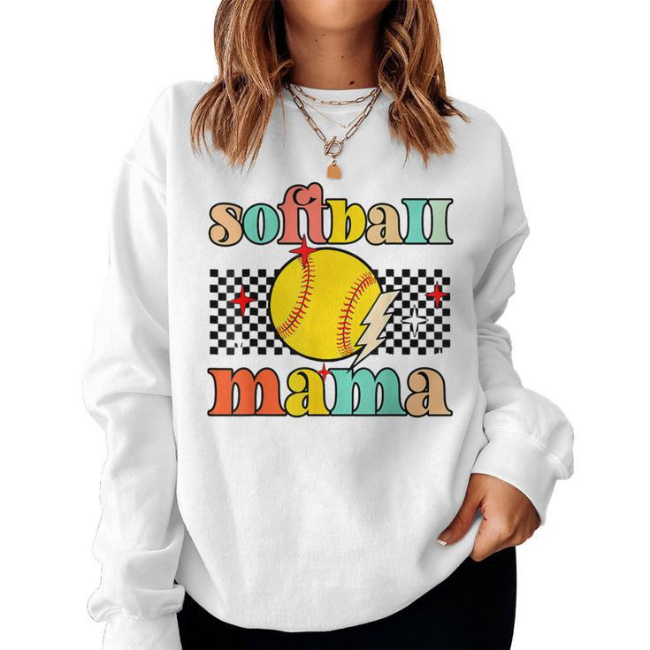 Groovy Retro Softball Mom Mama Sport Lover  Women Sweatshirt