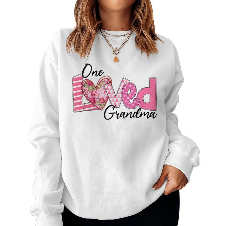 Heart One Loved Grandma Family Valentine's Day Womens Women Sweatshirt