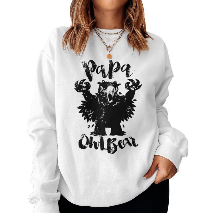 Herren Papa Owl Bear Fierceintage Monster Rollenspieler Für Herren Raglan Sweatshirt Frauen