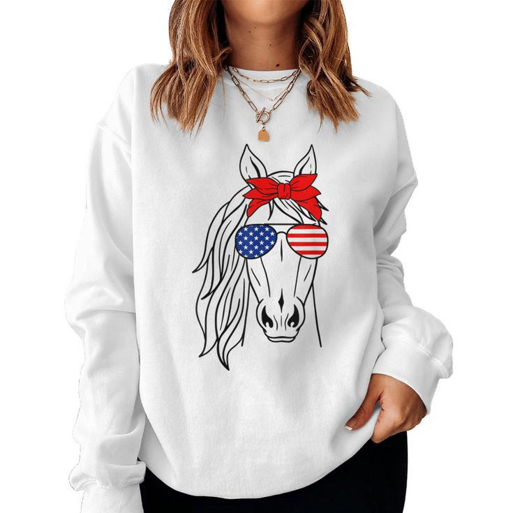 Horse 4Th Of July Bandana For Horseback Riding Horse Lover Women Sweatshirt