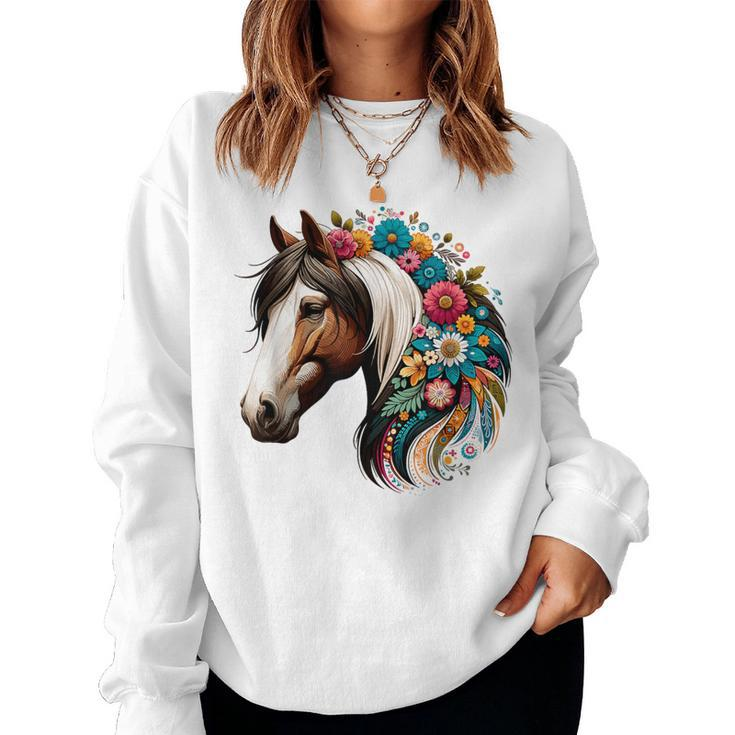 Horse Riding Equestrian Horse Portrait Western Horseback Women Sweatshirt