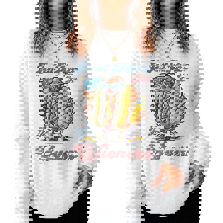 Hot Dog I'm Just Here For The Wieners 4Th Of July Women Women Sweatshirt