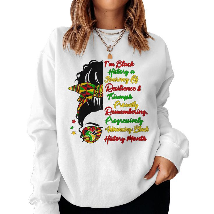 I'm Black History Messy Bun Black Queen Afro Girl Bhm Pride Women Sweatshirt