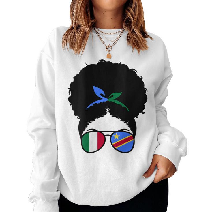 Italy And Dr Congo Mix Afro Hair Half Italian Half Congolese Women Sweatshirt