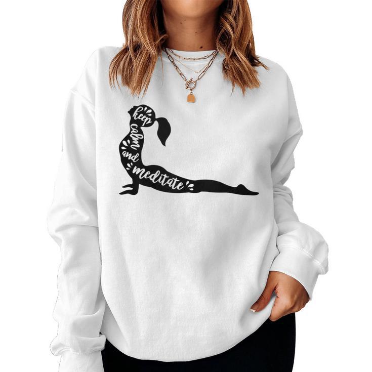 Keep Calm And Meditate Yoga Woman Silhoutte Women Sweatshirt