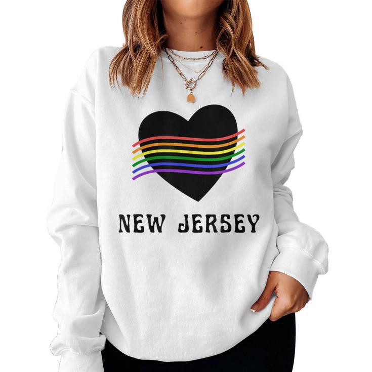 New Jersey Rainbow Lgbt Lgbtq Gay Pride Groovy Vintage Women Sweatshirt