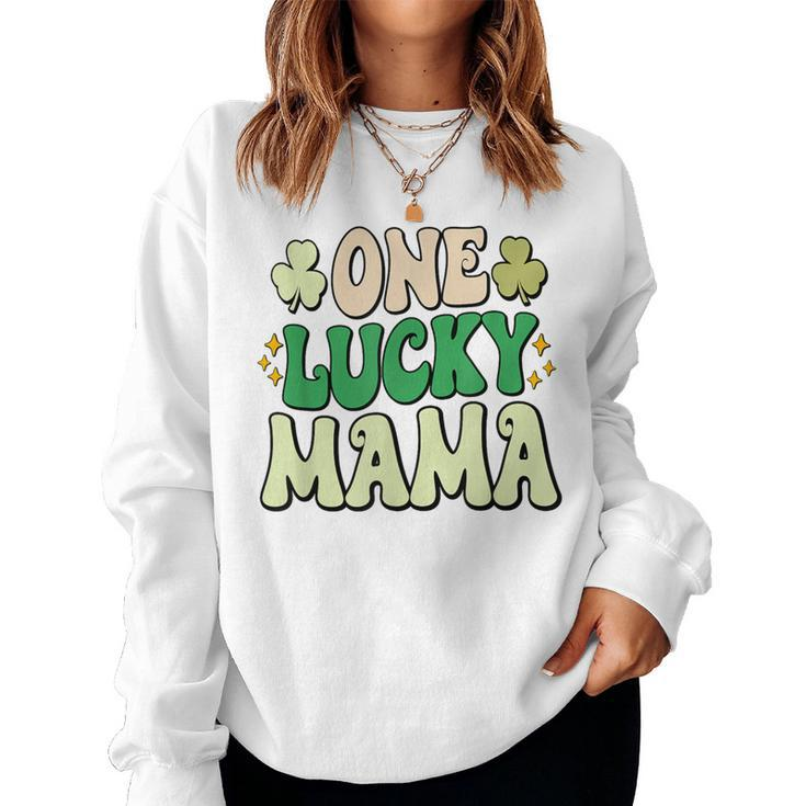 One Lucky Mama Groovy Retro Mama St Patrick's Day Women Sweatshirt