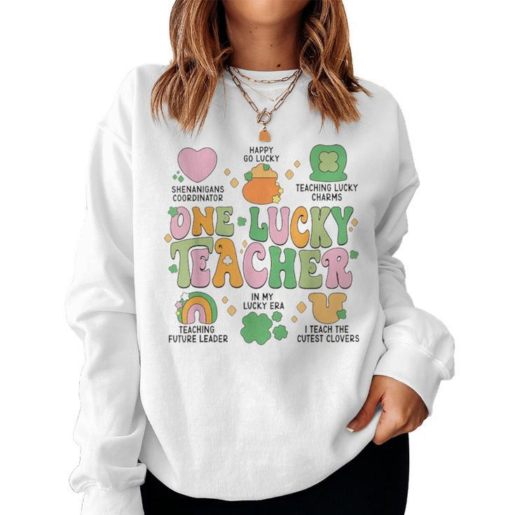 One Lucky Teacher Groovy Teacher St Patrick's Lucky Charms Women Sweatshirt