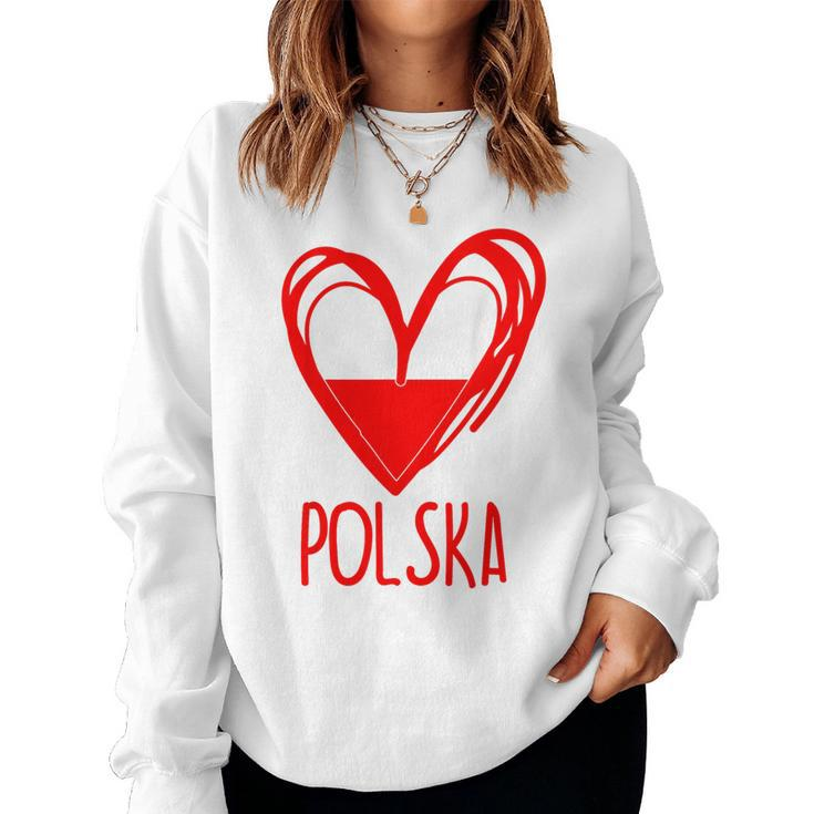 Polish Cute Heart Polska Poland Flag Boys Girls Women Sweatshirt