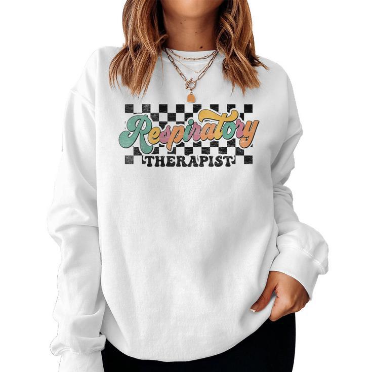 Respiratory Therapist Week Retro Checkered Vintage Women Sweatshirt