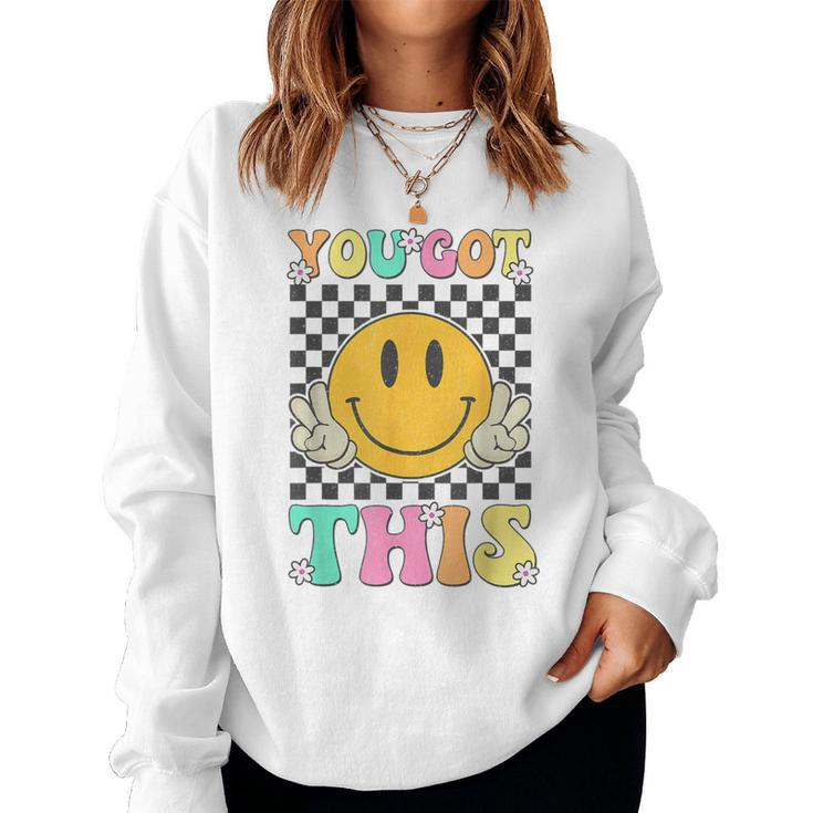 Retro Groovy You Got This Motivational Testing Day Teacher Women Sweatshirt