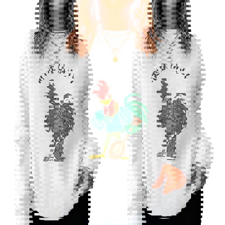 Retro Oo-De-Lally Singing Rooster Vintage Guitar Chicken Women Sweatshirt