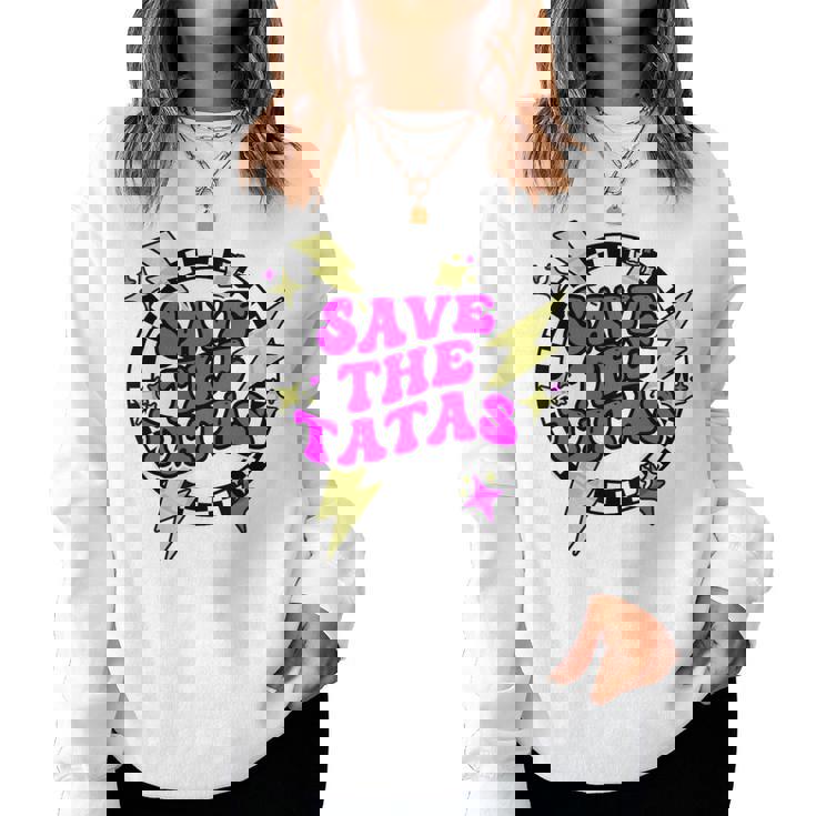 Retro Save The Tatas For Pink Breast Cancer Women Sweatshirt