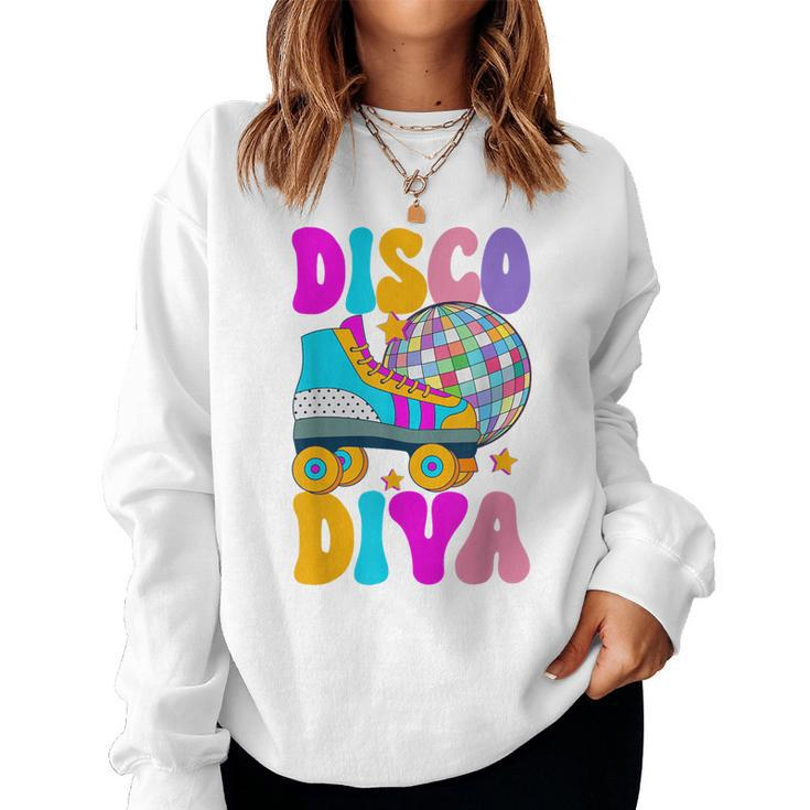 Roller Skating Disco Diva Skate Girl 70S Retro Women Sweatshirt